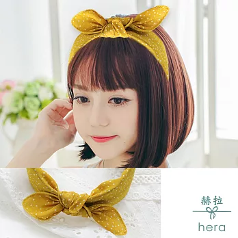 【Hera】赫拉 森林系蝴蝶結點點寬髮箍-4色黃色