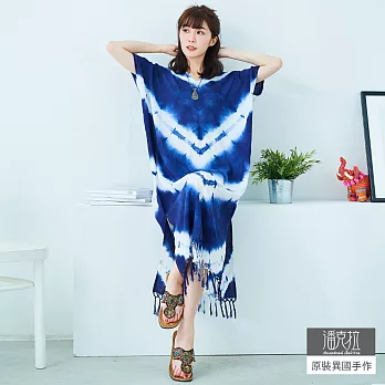 【潘克拉】草木染夾心波紋背心裙-F TM968　FREE藍色