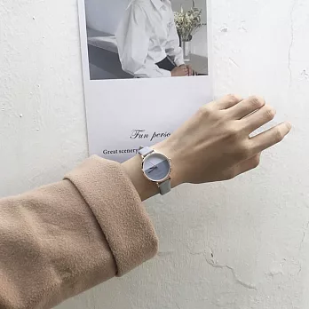 Watch-123 一半宜伴-基礎撞色清新簡約無刻度手錶 (4色任選)灰色