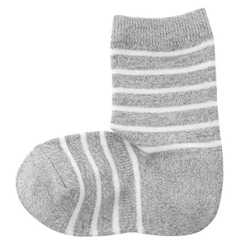 [MUJI無印良品]兒童棉混伸縮橫紋直角短襪銀灰15~18cm