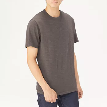 [MUJI無印良品]男有機棉節紗短袖T恤L棕色