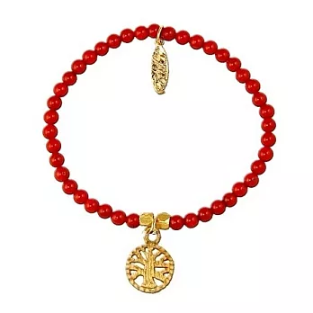 【Ettika】美國品牌~紅珊瑚石彈性手環金色生命樹