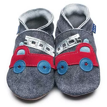 英國製Inch Blue，真皮手工學步鞋禮盒，Firetruck-Dark Denim(6~12M)