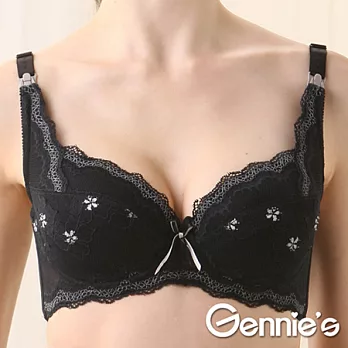 【Gennie’s奇妮】戀戀蕾絲全彈性哺乳內衣(GA24)34/75C黑