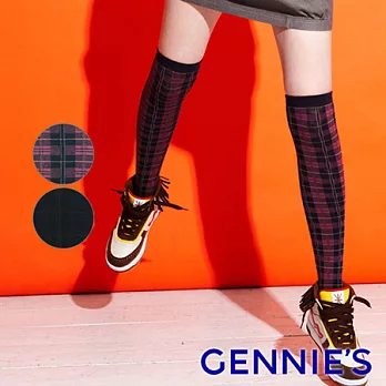 【Gennie’s奇妮】時尚彈性厚棉膝上襪(GM70)粉格紋