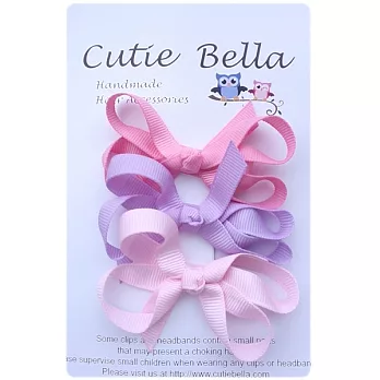 Cutie Bella蝴蝶結髮夾三入組-Multicolor(桃紅-紫-粉)