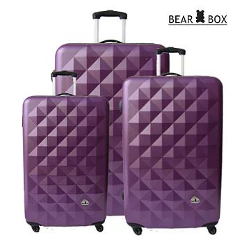BEAR BOX晶鑽系列(三件組_紫)ABS輕硬殼行李箱旅行箱MJ-BOX美靚活力館莎莎紫色