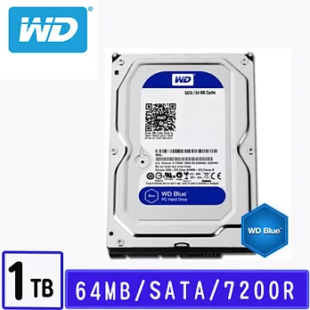 WD 威騰 1TB 3.5吋 SATAIII 硬碟 (WD10EZEX) 藍標