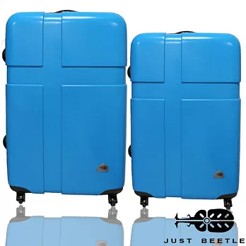 Just Beetle愛琴海系列PC材質亮面28吋+24吋旅行箱/行李箱藍