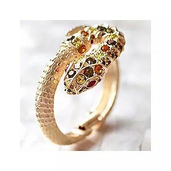 Kenneth Jay Lane 好萊塢巨星名媛最愛 奢華S型蛇手環 鑲K金 黃色美鑽