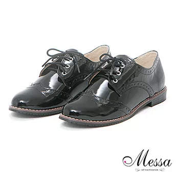 【Messa米莎】(MIT)英倫風雕花內真皮牛津鞋-兩色35黑色