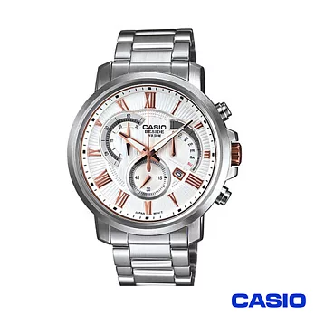 【CASIO】商務日曆三眼鋼帶腕錶 (BEM-506BD-7A)