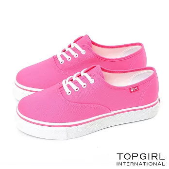 TOPGIRL-休閒厚底帆布鞋5.5粉紅