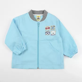 【愛的世界】MYBABY小熊兄弟系列純棉拉鍊外套-台灣製-80淺藍色