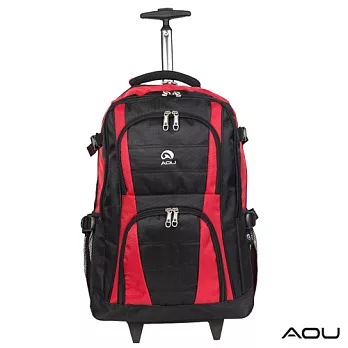 AOU微笑旅行 輕量經典款 可收納筆電 拉桿式雙肩後背包 (紅) 26-001