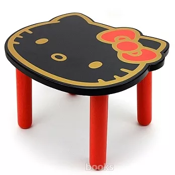 SANRIO【Hello Kitty】木製造型板凳-金黑色