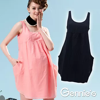 【Gennie’s奇妮】簡單甜美時尚春夏孕婦背心洋裝(G1519)M黑