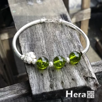 【Hera】925純銀手作天然橄欖石圓珠梅花手環/手鍊(橄欖石)