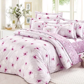【Arnold Palmer雨傘牌】紫光花曲-40紗精梳純棉床罩雙人七件組