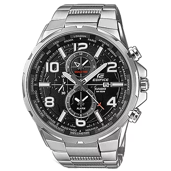 CASIO EDIFICE 環繞列國雙眼賽車錶-黑x銀