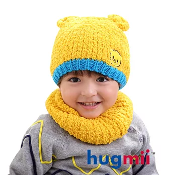 【hugmii】 兒童保暖雙耳造型帽脖圍組_黃