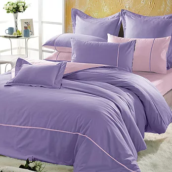 義大利La Belle《前衛混搭》雙人四件式被套床包組-紫x粉