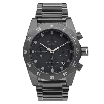 【ELECTRIC】DW01系列 經典潛水三眼計時腕錶 (黑面/銀黑雙色鋼帶 EVEW0030010013)