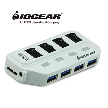 美國 IOGEAR 節能開關USB3.0 4埠HUB集線器-白