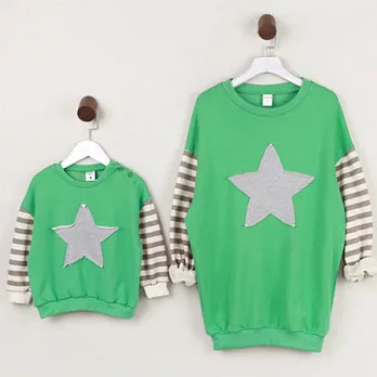 韓版撞色條紋袖星星母子親子裝(媽咪)FREE綠色