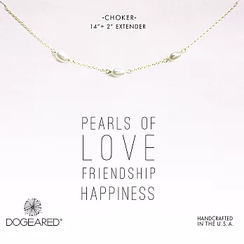 Dogeared PEARL 三顆白色珍珠 橢圓款 頸鍊X項鍊 可調式 925純銀鑲K金 附原廠盒