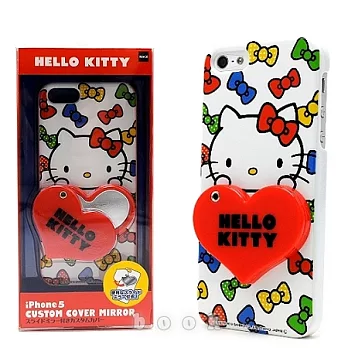 日本限定SANRIO iphone5【KITTY愛心隨身鏡】硬式手機背蓋