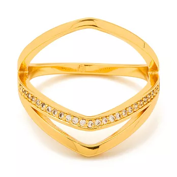 GORJANA CRESS SHIMMER 勝利鑲鑽V造型 三環立體設計 金色戒指