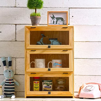 CiS自然行實木家具 三門-咖啡櫥櫃-收納櫃(扁柏自然色)原木色