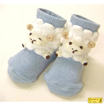 【日本 Pompkins Baby】3D羊咩咩造型襪子(2種款式)藍色小綿羊