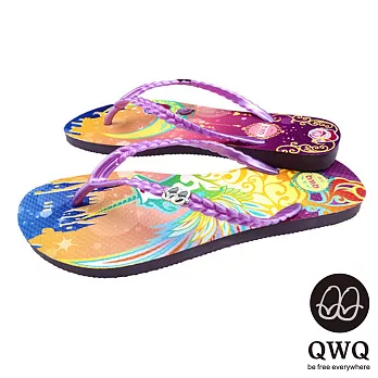 QWQ夾拖的創意(女) - 藝術塗鴨 幻夜 夾腳拖鞋 - 彩紫35紫