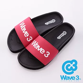 WAVE3(男) - 健康足底印模一片橡膠拖鞋 - 紅黑MM(25.5-26)