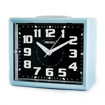 SEIKO 日本精工 QHK024L 長方型夜光靜音貪睡鬧鐘/時尚設計擺飾鬧鐘- 藍