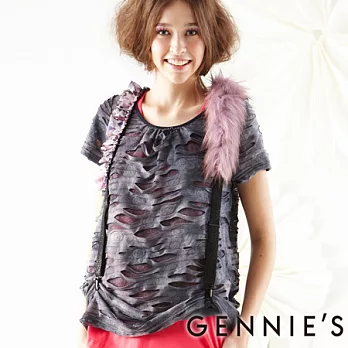 【Gennies奇妮】破壞感時尚設計春夏孕婦上衣-紫S紫