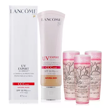 LANCOME 蘭蔻 超輕盈柔白CC霜(50ml)贈超水妍舒緩保濕凝露(50ml)X3