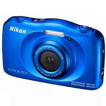 NIKON COOLPIX W100 靓樣三防相機 (公司貨)-送32G卡+專用電池X2+專用座充+清潔組+小腳架+讀卡機+保護貼+飄浮手腕帶-藍色