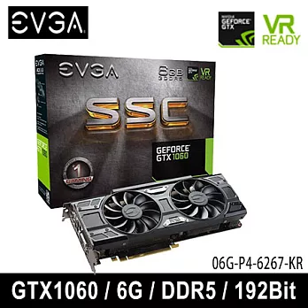 EVGA GTX1060 6GB SSC GAMING ACX3.0 顯示卡 (06G-P4-6267-KR)