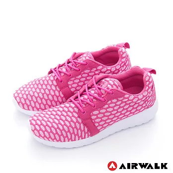 AIRWALK(女) - 比麗 蜂巢式格紋洞洞休閒慢跑鞋6粉紅