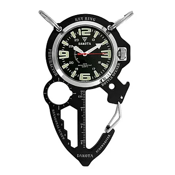 美國DAKOTA 多功能量尺黑錶面銀色錶框登山錶/40mm