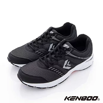 KENBOO(男)-大線條 網紋撞色透氣運動鞋9.5黑