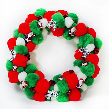 絨毛球聖誕花圈(紅白綠三色系)YS-VW024002