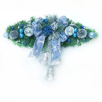 聖誕幸福雙鐘裝飾樹藤(藍銀色)(中型)(壁飾門飾)YS-XDV160003