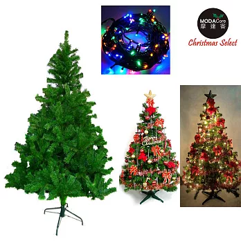 台灣製造 6呎 / 6尺(180cm)豪華版綠聖誕樹 (+飾品組)+100燈LED燈2串(附控制器跳機)-飾品紅金色系+彩色光YS-GT06301