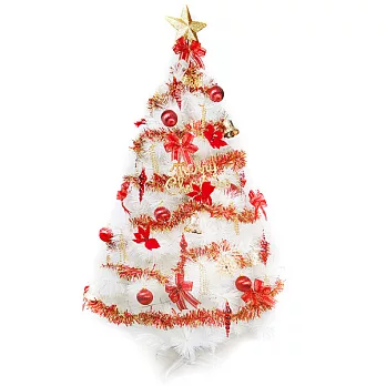 台灣製6尺(180cm)特級白色松針葉聖誕樹 (紅金色系配件)(不含燈)YS-WPT06001