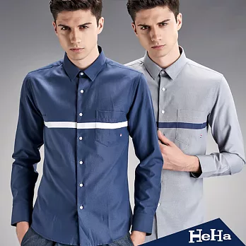 襯衫 薄款簡約造型男士長袖襯衫 三色-HeHa-3XL（藍色）