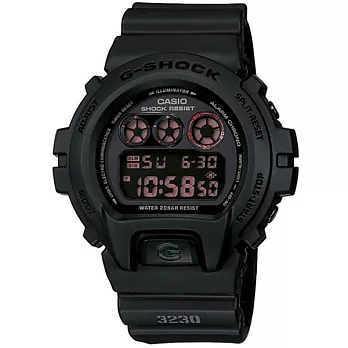 【CASIO】卡西歐 G-SHOCK系列 軍事風格經典炫黑電子錶 (黑/紅 DW6900MS-1)